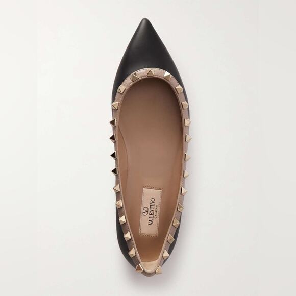 VALENTINO GARAVANI Rockstud leather pointed toe flats 37.5 - Picture 2 of 12